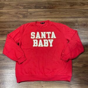 Vinyl Icons Santa Baby Patch Christmas Crewneck Sweatshirt Red Women Size Medium